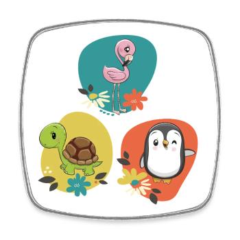 Flamingo Turtle Penguin - Square fridge magnet - white - Front