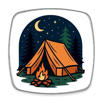 Overnight camping in the forest - Square fridge magnet - white - Front
