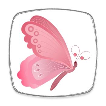 Pink Butterfly Wing Design - Square fridge magnet - white - Front