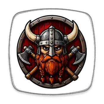Viking Warrior with Axe Shield - Square fridge magnet - white - Front