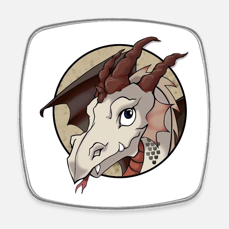 Niedlicher Drache - Viereckiger Kühlschrankmagnet - Weiß