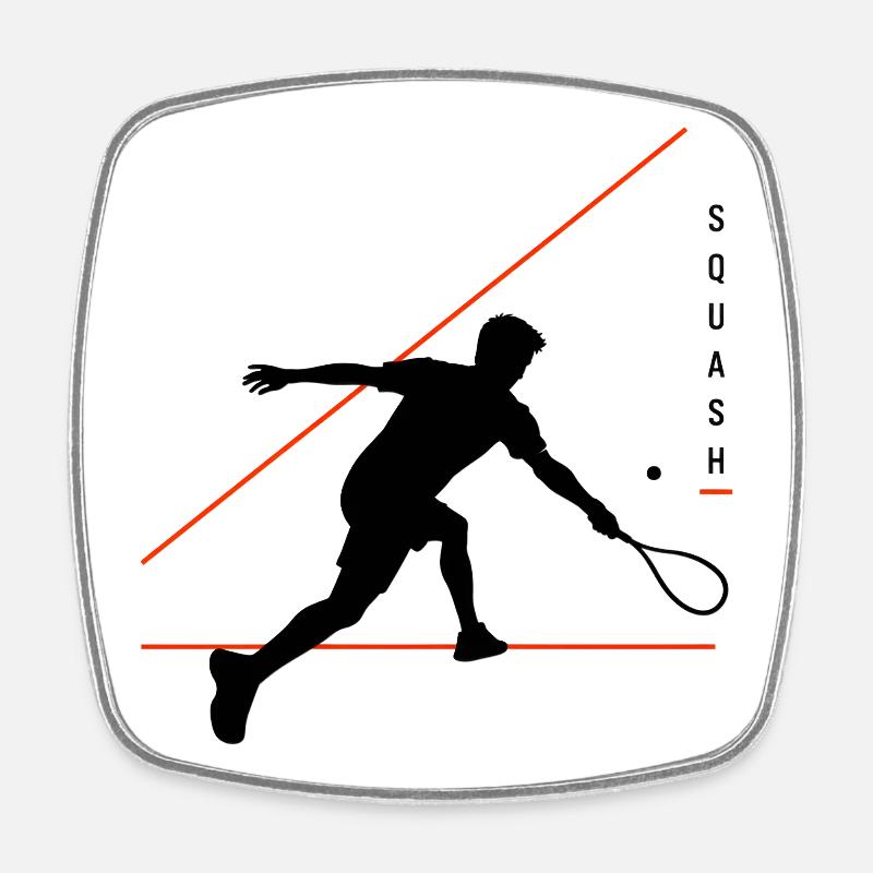 Squash Silhouette mit Neonlinien - Viereckiger Kühlschrankmagnet - Weiß