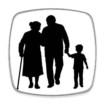 Großeltern Enkelkind Silhouette Spazieren Familie - Viereckiger Kühlschrankmagnet - Weiß - Vorne