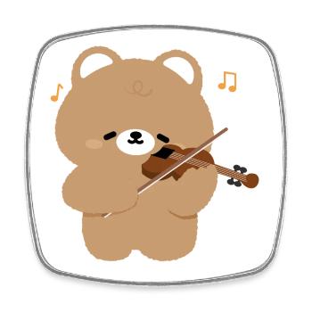 Bear Violinist Charme - Viereckiger Kühlschrankmagnet - Weiß - Vorne