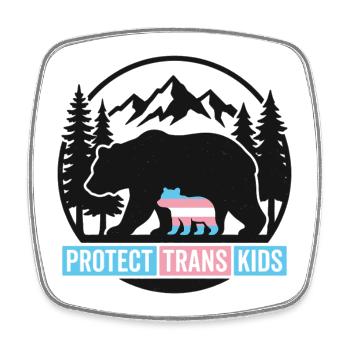 Pride Month LGBT -  Protect Trans Kids - Square fridge magnet - white - Front