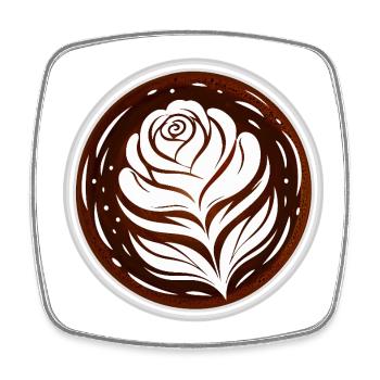 Latte Art Rose Cappuccino Design  - Viereckiger Kühlschrankmagnet - Weiß - Vorne