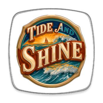 Tide And Shine Ocean Waves Sunset Sailboat - Square fridge magnet - white - Front