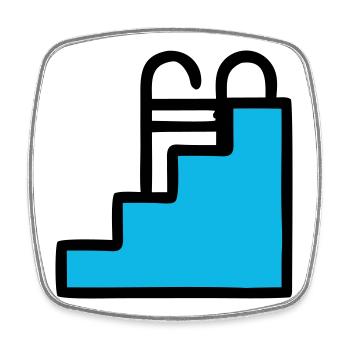  Pool Leiter Schwimmbad Icon - Viereckiger Kühlschrankmagnet - Weiß - Vorne