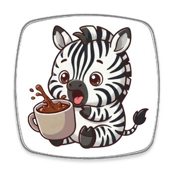 Funny Zebra Coffee Coffee Lover - Square fridge magnet - white - Front