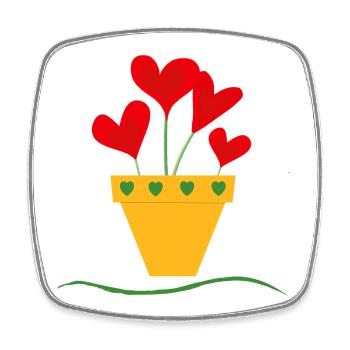 Pot d’amour - Magnet carré - blanc - Devant