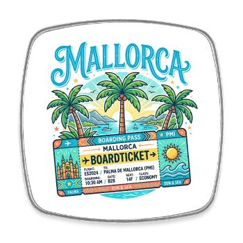 Mallorca Boarding Pass – Sommer Urlaub - Viereckiger Kühlschrankmagnet - Weiß - Vorne