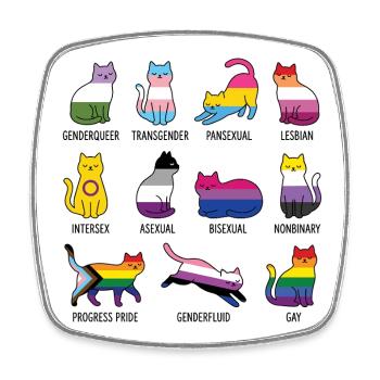 LGBTQ-Pride-Monat – Rainbow Cats - Viereckiger Kühlschrankmagnet - Weiß - Vorne