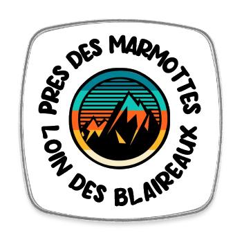 Marmottes montagne  - Magnet carré - blanc - Devant