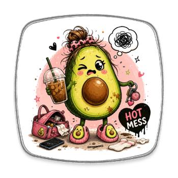 Kawaii Avocado Hot Mess - Square fridge magnet - white - Front
