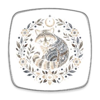 Mondpfoten Raccoon Ornament - Viereckiger Kühlschrankmagnet - Weiß - Vorne