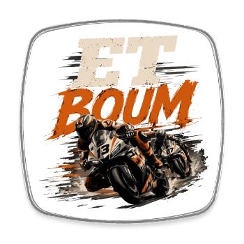AND BOOM - Square fridge magnet - white - Front