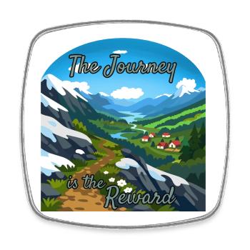 The journey is the goal – mountain path - Square fridge magnet - white - Front