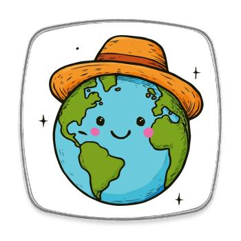 Smiling Land in the Hat - Square fridge magnet - white - Front