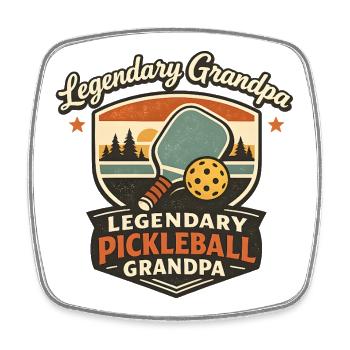 Insigne légendaire de grand-père Pickleball - Magnet carré - blanc - Devant