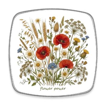 Blumenwiese im Aquarellstil - Viereckiger Kühlschrankmagnet - Weiß - Vorne