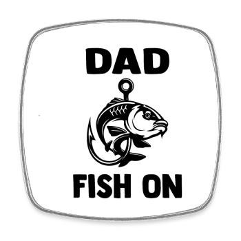 dad_fish_on - Square fridge magnet - white - Front