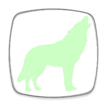 Silhouette de loup vert néon - Magnet carré - blanc - Devant