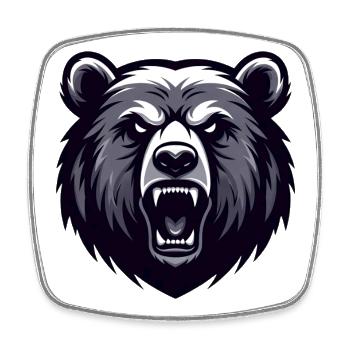Roaring Bear – Wild Grizzly - Square fridge magnet - white - Front