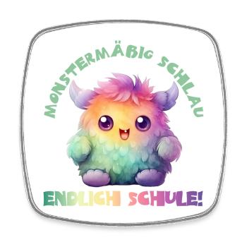 Kuschel Monster Schulkind 2026 Endlich Schule - Viereckiger Kühlschrankmagnet - Weiß - Vorne