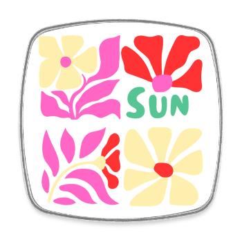 Sonnenblumen Power Floral Sun surfen aloha - Viereckiger Kühlschrankmagnet - Weiß - Vorne