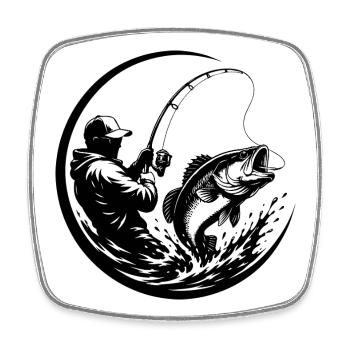 Angler - Viereckiger Kühlschrankmagnet - Weiß - Vorne