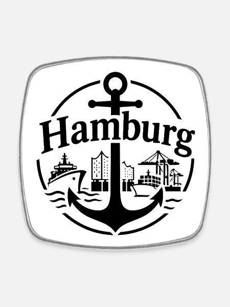 Hamburg - Viereckiger Kühlschrankmagnet - Weiß