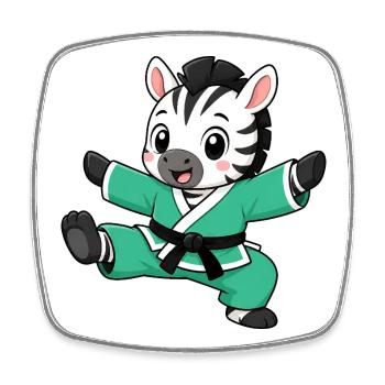 Zebra Karate Arts Martiaux Arts Martiaux Coup de pied Animal - Magnet carré - blanc - Devant