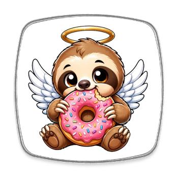 Mignons paresseux avec des ailes auréole d’ange - Magnet carré - blanc - Devant