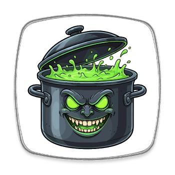 Spooky Green Pot Magic - Square fridge magnet - white - Front