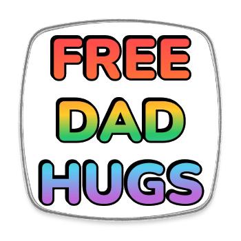 Free Dad Hugs Farbverlauf Typografie - Viereckiger Kühlschrankmagnet - Weiß - Vorne