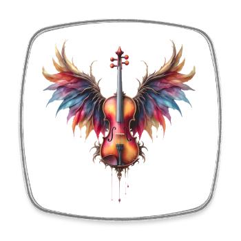 Violin with Rainbow Wings - Square fridge magnet - white - Front
