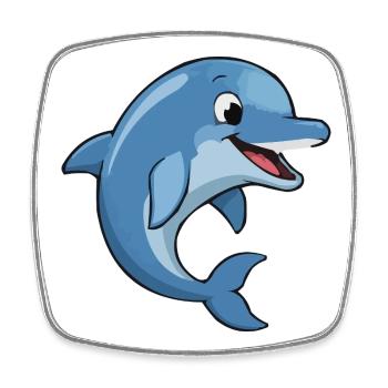 Funny Dolphin Cartoon Motif - Square fridge magnet - white - Front
