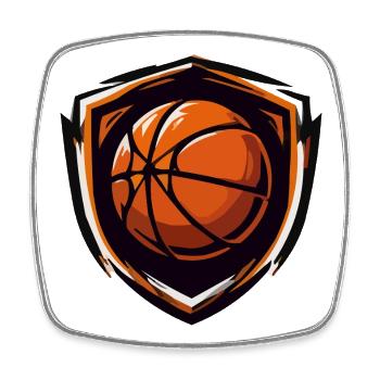 Basketball Shield Emblem Orange - Viereckiger Kühlschrankmagnet - Weiß - Vorne