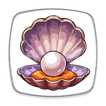 Iridescent pearl in shell - Square fridge magnet - white - Front