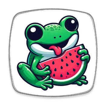 Grenouille mignonne Pastèque Été Soleil frais - Magnet carré - blanc - Devant