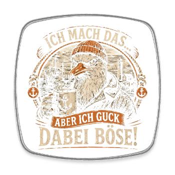 Ich mach das aber ich guck dabei böse Möwe Kaffee  - Viereckiger Kühlschrankmagnet - Weiß - Vorne