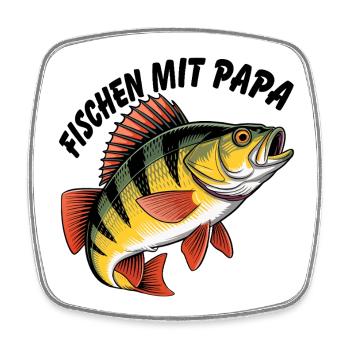 Fischen mit Papa - Viereckiger Kühlschrankmagnet - Weiß - Vorne
