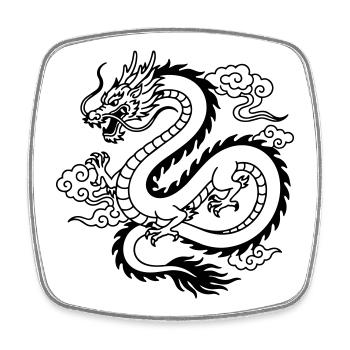 Dragon chinois - Magnet carré - blanc - Devant