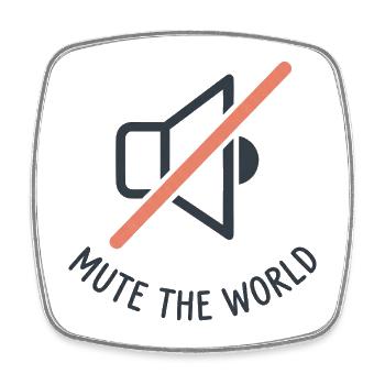 Mute The World - Square fridge magnet - white - Front