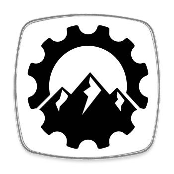 Kettenblatt Berg – MTB Bike Logo - Viereckiger Kühlschrankmagnet - Weiß - Vorne