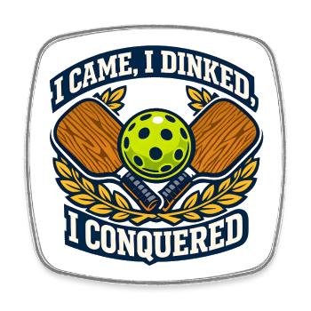 I Came, I Dinked, I Conquered Golf Badge - Viereckiger Kühlschrankmagnet - Weiß - Vorne