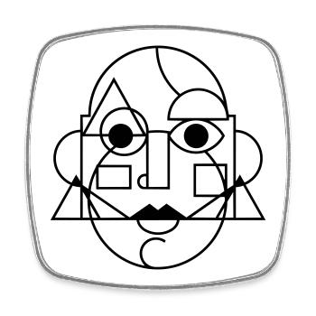 abstract art face - Square fridge magnet - white - Front