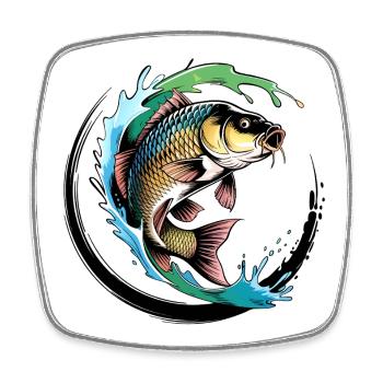 Carp fishing - Square fridge magnet - white - Front