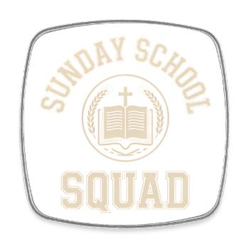 Sunday School Squad Emblem - Square fridge magnet - white - Front