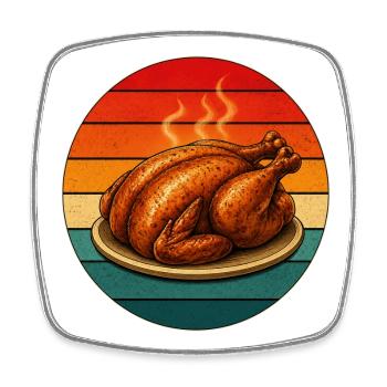 Retro Turkey BBQ Vintage Grill Motif - Square fridge magnet - white - Front